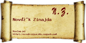 Novák Zinajda névjegykártya